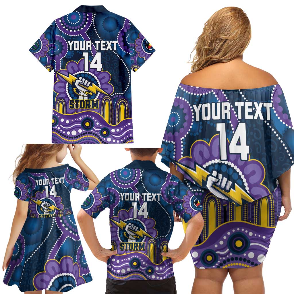 Custom NAIDOC Week 2025 Storm Family Matching Off Shoulder Short Dress and Hawaiian Shirt Melbourne Indigenous Art