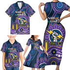 Custom NAIDOC Week 2025 Storm Family Matching Short Sleeve Bodycon Dress and Hawaiian Shirt Melbourne Indigenous Art