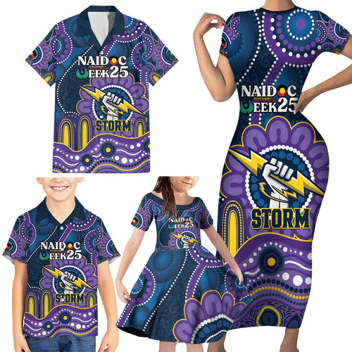 Custom NAIDOC Week 2025 Storm Family Matching Short Sleeve Bodycon Dress and Hawaiian Shirt Melbourne Indigenous Art