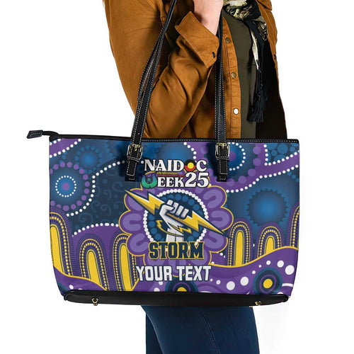 Custom NAIDOC Week 2025 Storm Leather Tote Bag Melbourne Indigenous Art