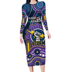 Custom NAIDOC Week 2025 Storm Long Sleeve Bodycon Dress Melbourne Indigenous Art