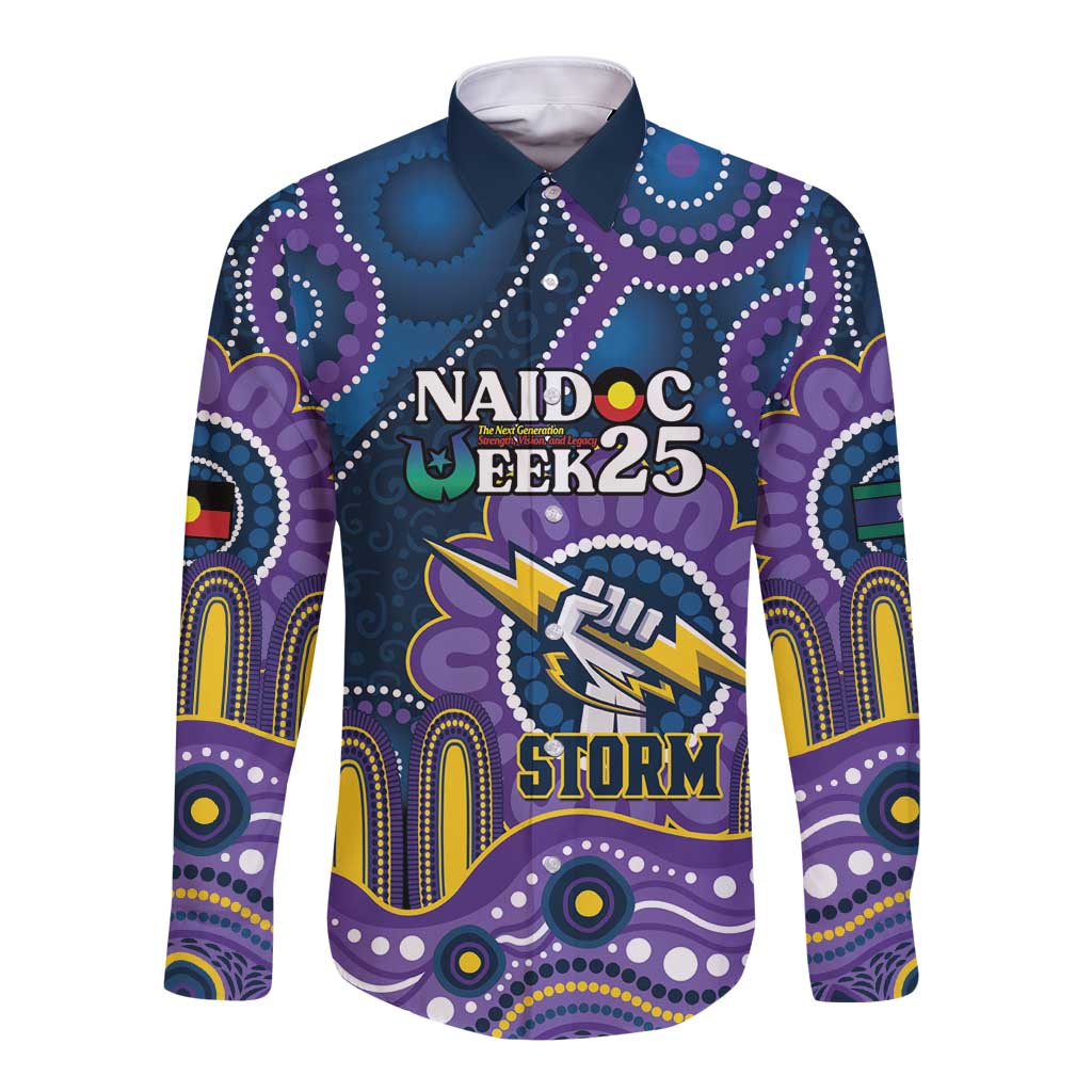 Custom NAIDOC Week 2025 Storm Long Sleeve Button Shirt Melbourne Indigenous Art