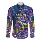 Custom NAIDOC Week 2025 Storm Long Sleeve Button Shirt Melbourne Indigenous Art