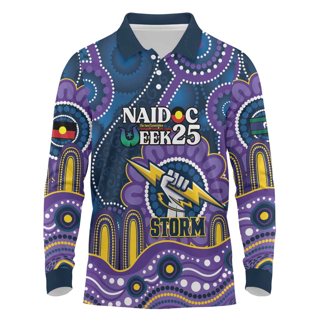 Custom NAIDOC Week 2025 Storm Long Sleeve Polo Shirt Melbourne Indigenous Art