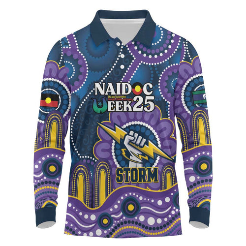 Custom NAIDOC Week 2025 Storm Long Sleeve Polo Shirt Melbourne Indigenous Art