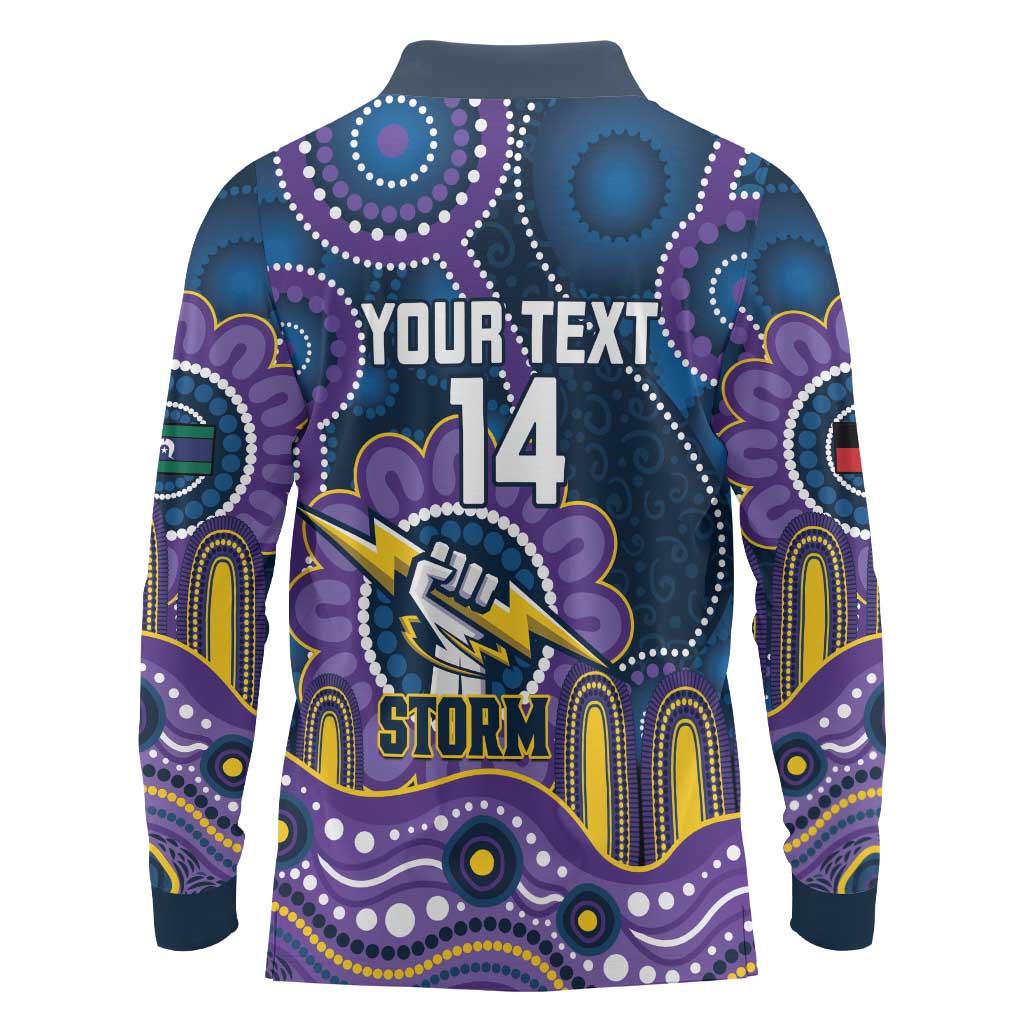 Custom NAIDOC Week 2025 Storm Long Sleeve Polo Shirt Melbourne Indigenous Art