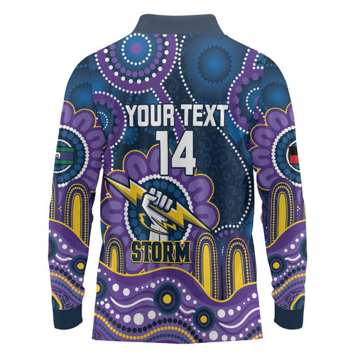 Custom NAIDOC Week 2025 Storm Long Sleeve Polo Shirt Melbourne Indigenous Art