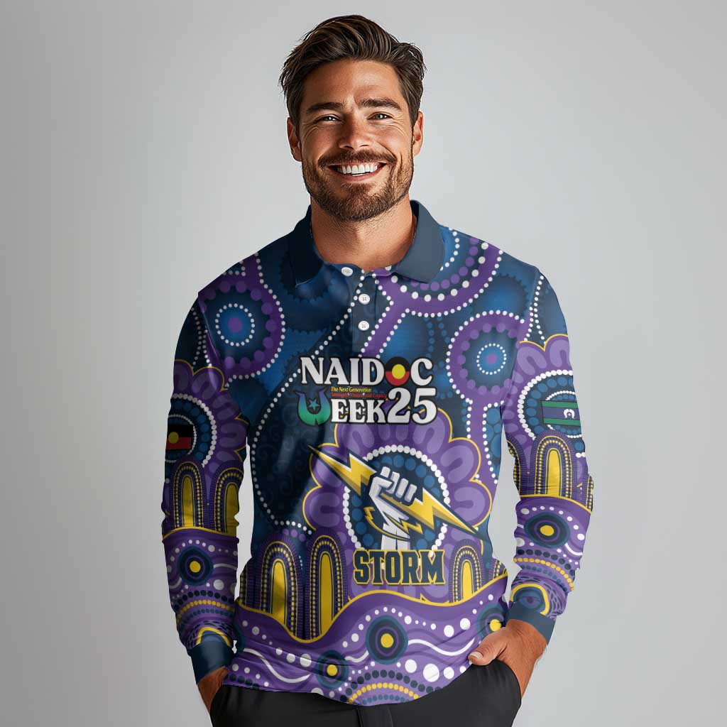Custom NAIDOC Week 2025 Storm Long Sleeve Polo Shirt Melbourne Indigenous Art