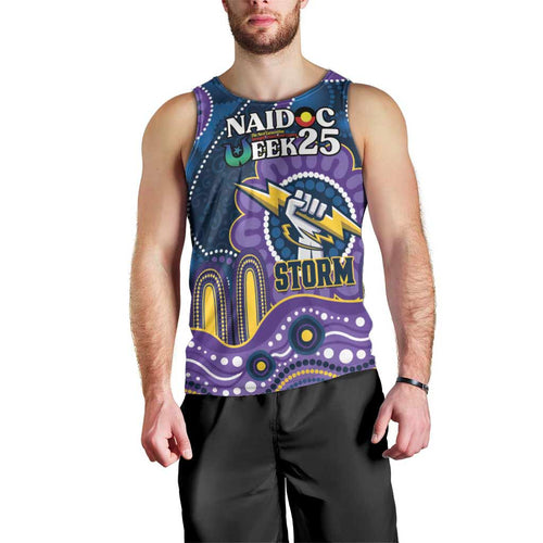 Custom NAIDOC Week 2025 Storm Men Tank Top Melbourne Indigenous Art