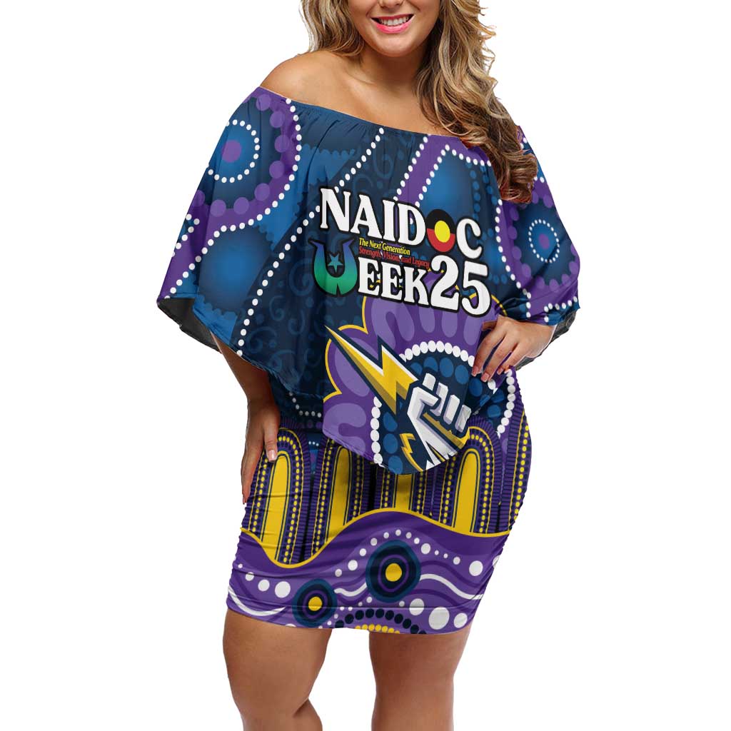 Custom NAIDOC Week 2025 Storm Off Shoulder Short Dress Melbourne Indigenous Art