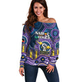 Custom NAIDOC Week 2025 Storm Off Shoulder Sweater Melbourne Indigenous Art