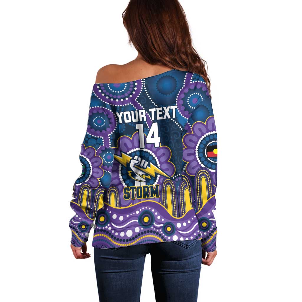 Custom NAIDOC Week 2025 Storm Off Shoulder Sweater Melbourne Indigenous Art