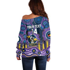 Custom NAIDOC Week 2025 Storm Off Shoulder Sweater Melbourne Indigenous Art