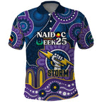 Custom NAIDOC Week 2025 Storm Polo Shirt Melbourne Indigenous Art