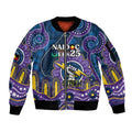 Custom NAIDOC Week 2025 Storm Sleeve Zip Bomber Jacket Melbourne Indigenous Art