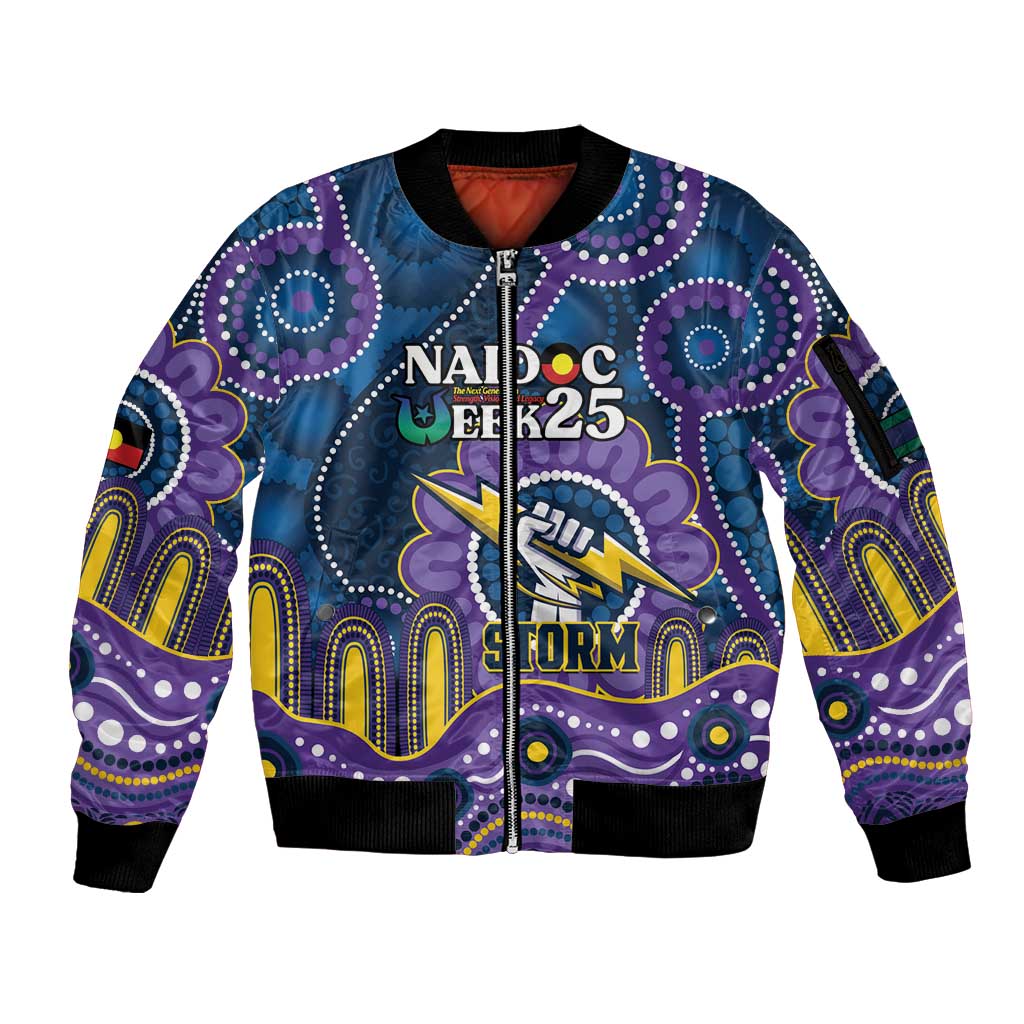 Custom NAIDOC Week 2025 Storm Sleeve Zip Bomber Jacket Melbourne Indigenous Art