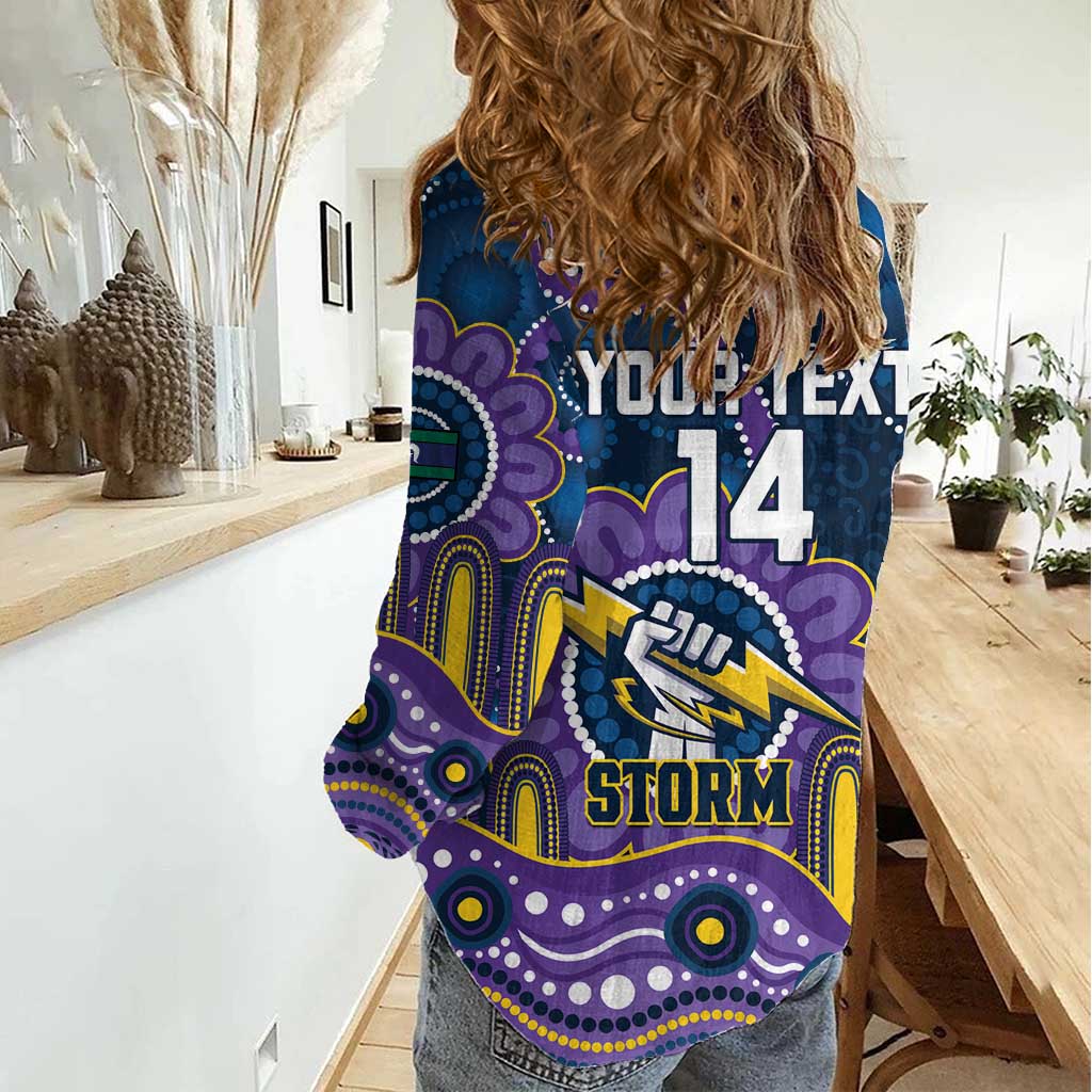 Custom NAIDOC Week 2025 Storm Women Casual Shirt Melbourne Indigenous Art