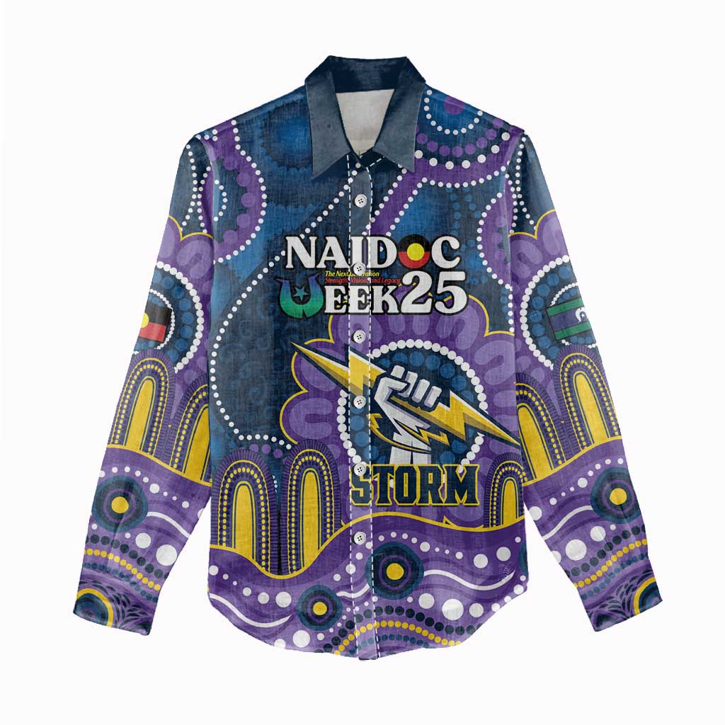 Custom NAIDOC Week 2025 Storm Women Casual Shirt Melbourne Indigenous Art