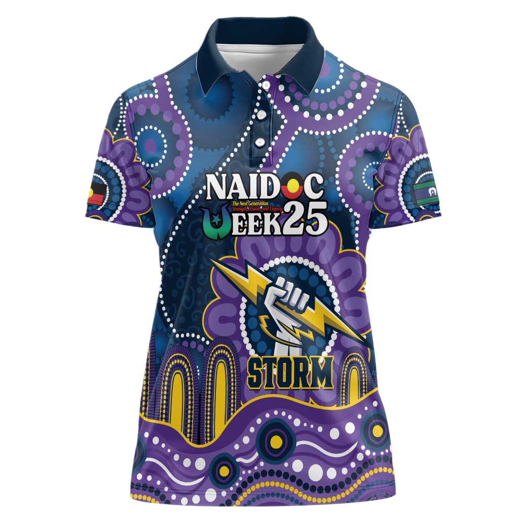 Custom NAIDOC Week 2025 Storm Women Polo Shirt Melbourne Indigenous Art
