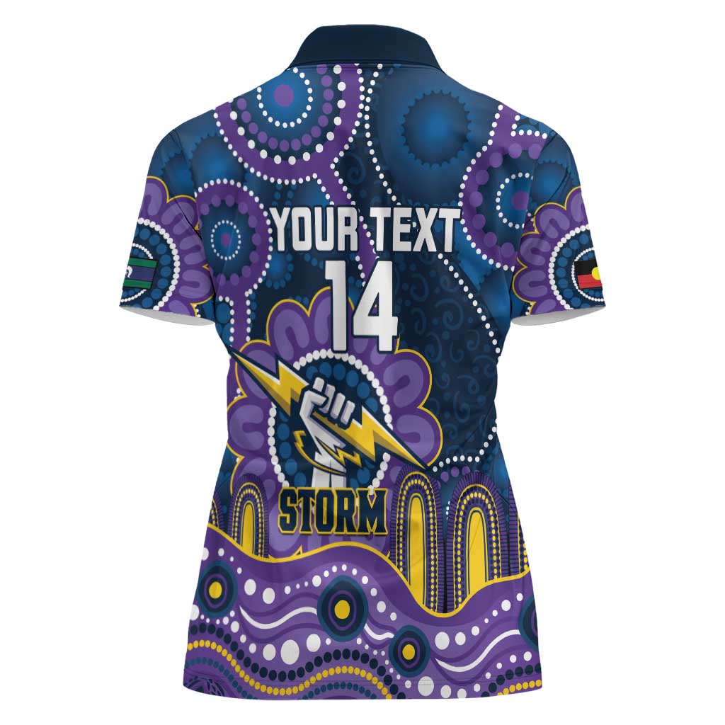 Custom NAIDOC Week 2025 Storm Women Polo Shirt Melbourne Indigenous Art