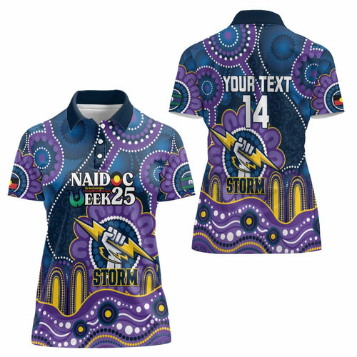 Custom NAIDOC Week 2025 Storm Women Polo Shirt Melbourne Indigenous Art