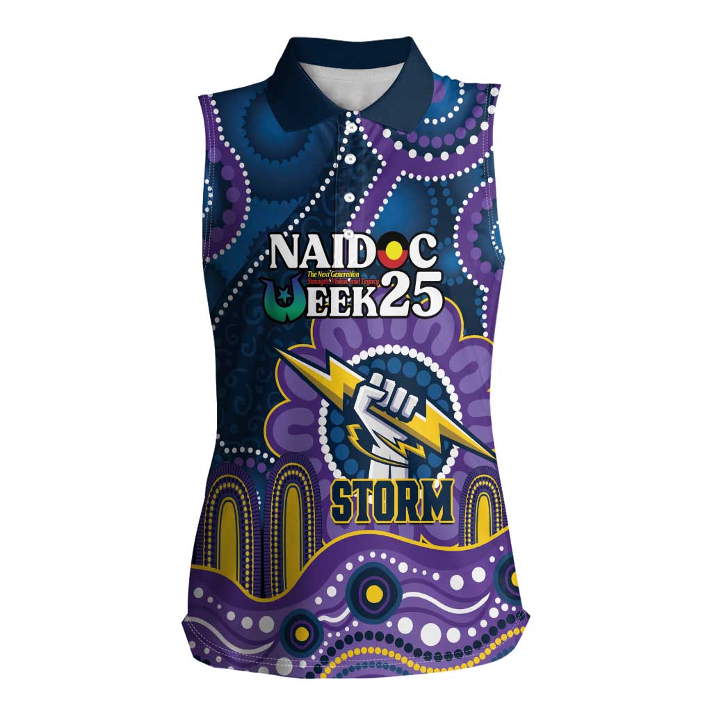 Custom NAIDOC Week 2025 Storm Women Sleeveless Polo Shirt Melbourne Indigenous Art