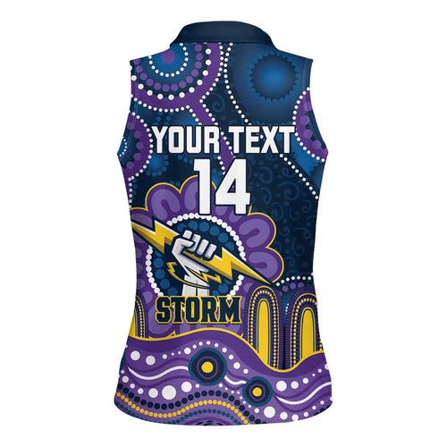 Custom NAIDOC Week 2025 Storm Women Sleeveless Polo Shirt Melbourne Indigenous Art
