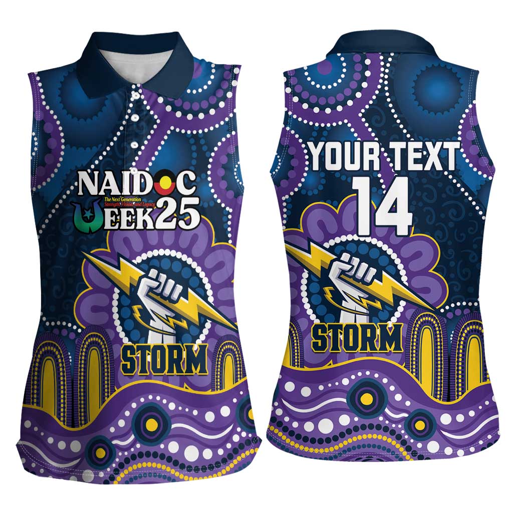 Custom NAIDOC Week 2025 Storm Women Sleeveless Polo Shirt Melbourne Indigenous Art