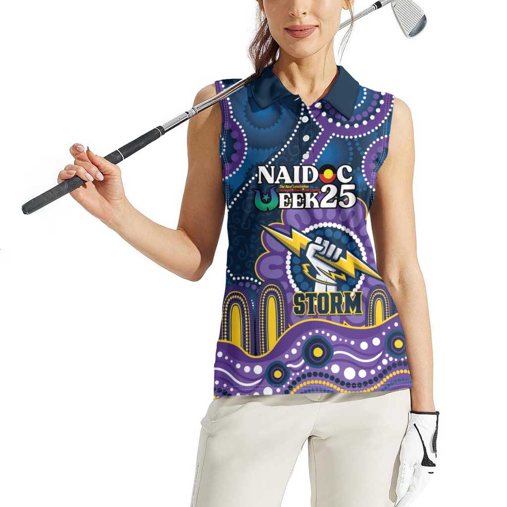 Custom NAIDOC Week 2025 Storm Women Sleeveless Polo Shirt Melbourne Indigenous Art