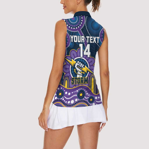 Custom NAIDOC Week 2025 Storm Women Sleeveless Polo Shirt Melbourne Indigenous Art