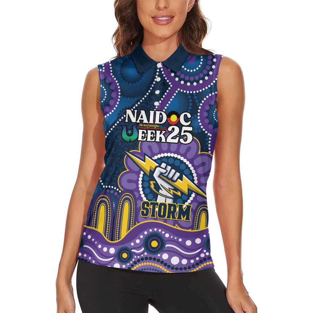 Custom NAIDOC Week 2025 Storm Women Sleeveless Polo Shirt Melbourne Indigenous Art