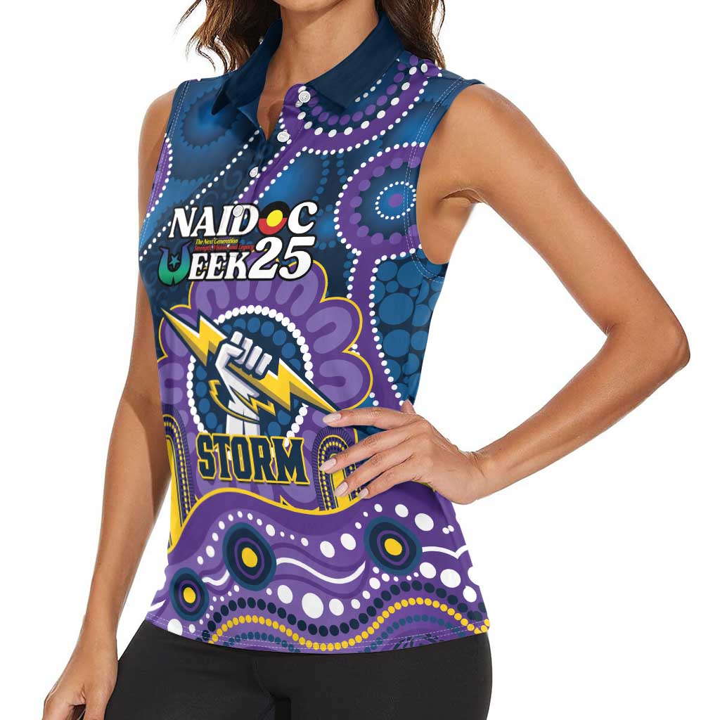Custom NAIDOC Week 2025 Storm Women Sleeveless Polo Shirt Melbourne Indigenous Art