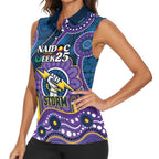 Custom NAIDOC Week 2025 Storm Women Sleeveless Polo Shirt Melbourne Indigenous Art