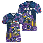 Custom NAIDOC Week 2025 Storm Women V-Neck T-Shirt Melbourne Indigenous Art