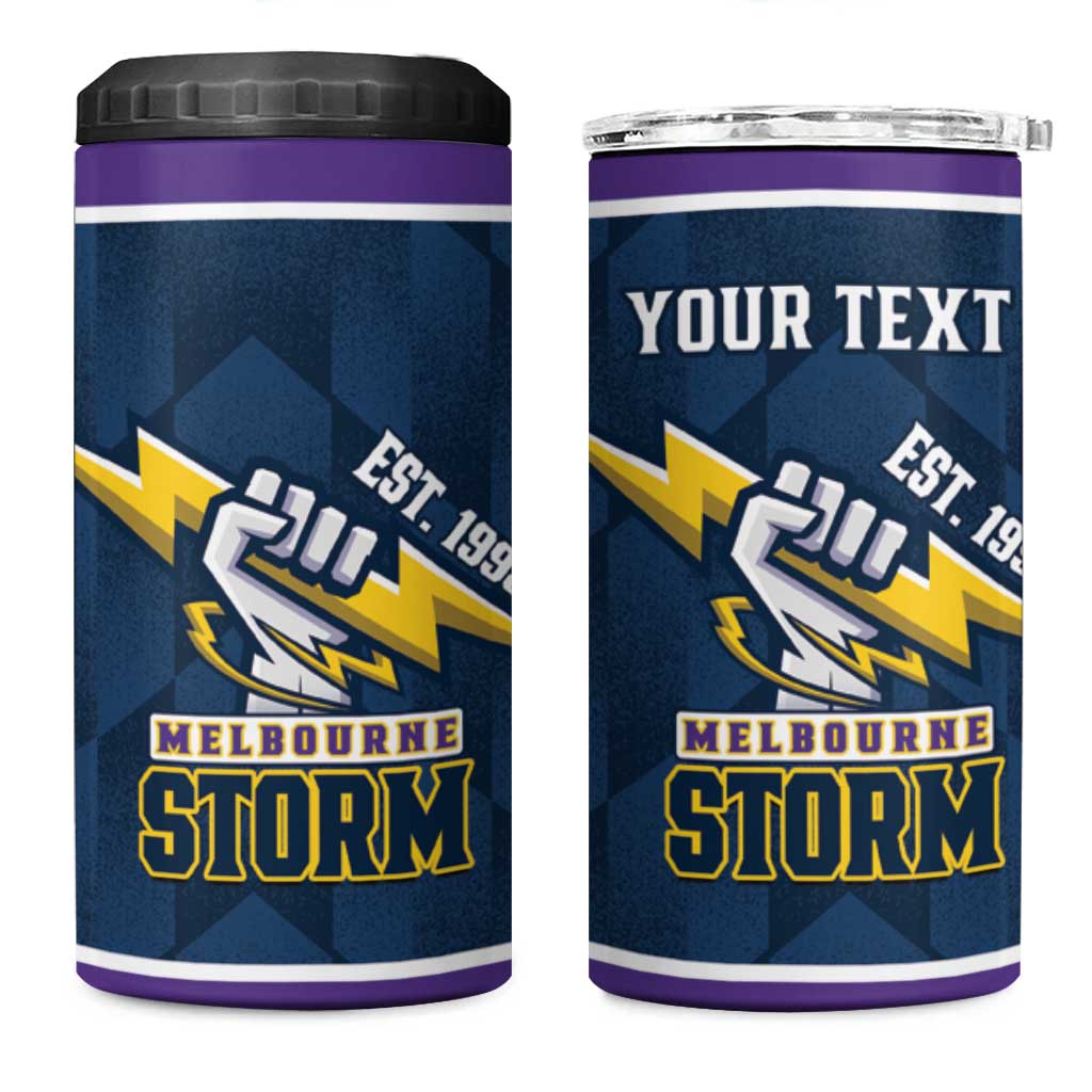 NRL Storm Rugby 2025 Custom 4 in 1 Can Cooler Tumbler Est 1998 Sporty Style