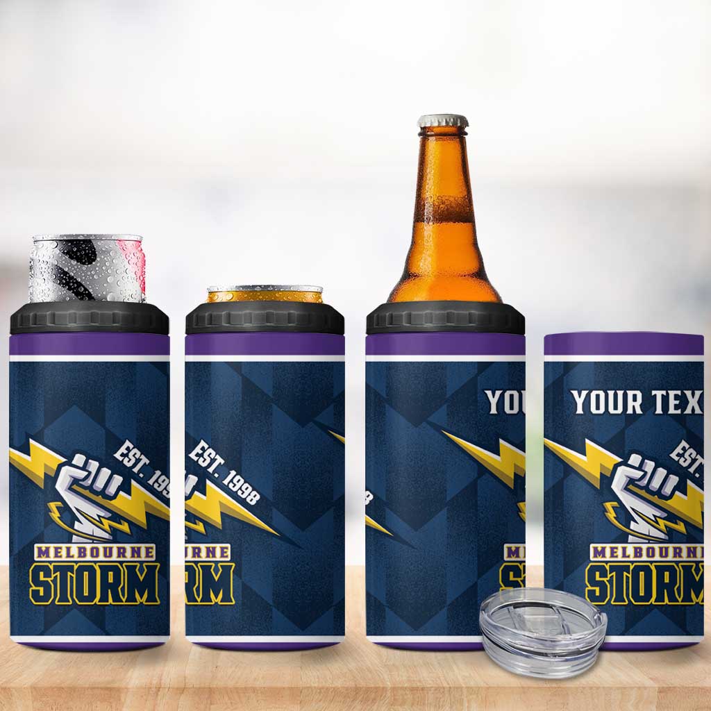 NRL Storm Rugby 2025 Custom 4 in 1 Can Cooler Tumbler Est 1998 Sporty Style