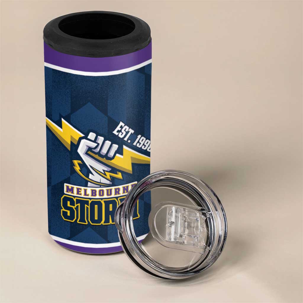 NRL Storm Rugby 2025 Custom 4 in 1 Can Cooler Tumbler Est 1998 Sporty Style