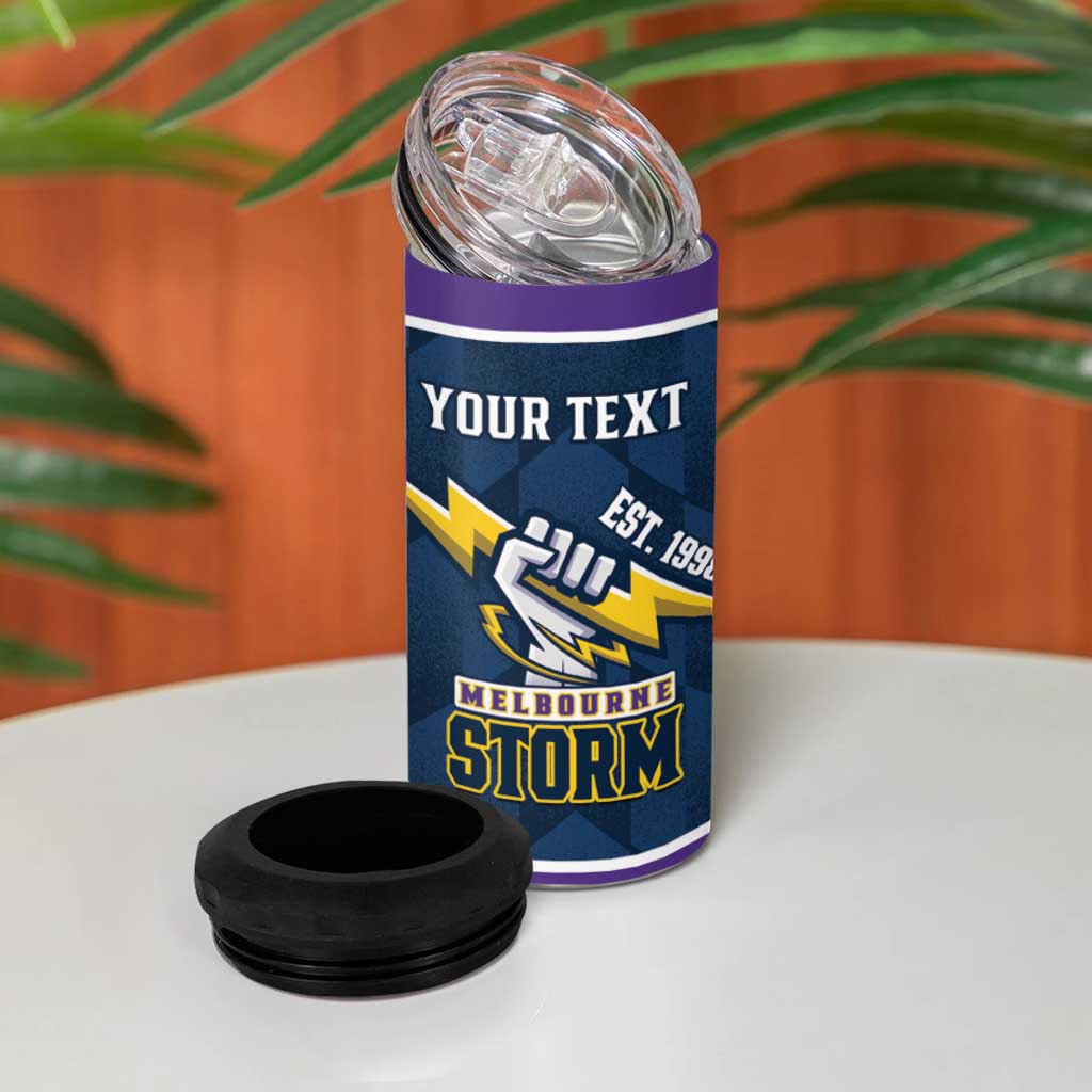 NRL Storm Rugby 2025 Custom 4 in 1 Can Cooler Tumbler Est 1998 Sporty Style