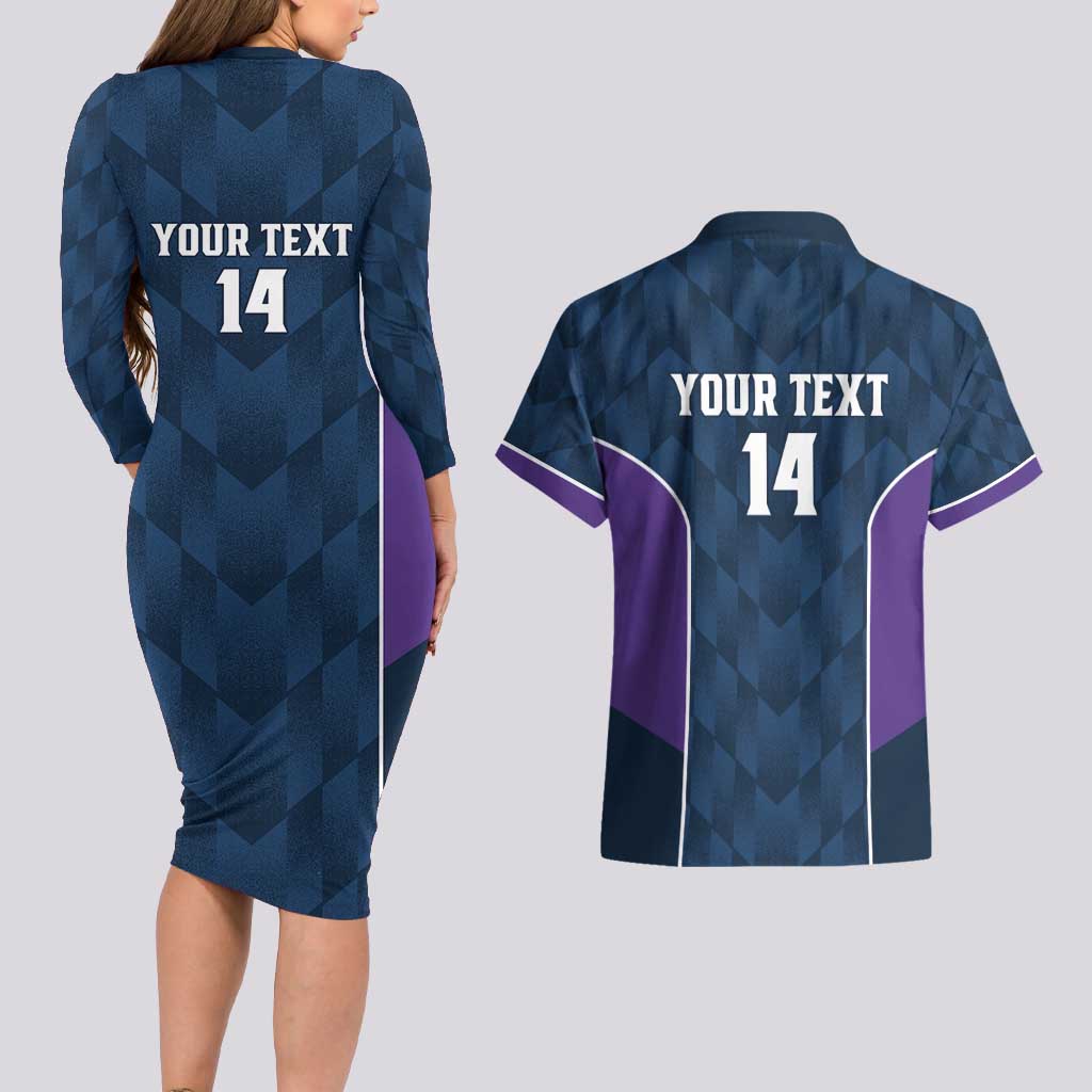NRL Storm Rugby 2025 Custom Couples Matching Long Sleeve Bodycon Dress and Hawaiian Shirt Est 1998 Sporty Style