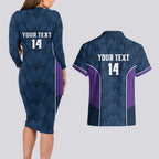 NRL Storm Rugby 2025 Custom Couples Matching Long Sleeve Bodycon Dress and Hawaiian Shirt Est 1998 Sporty Style