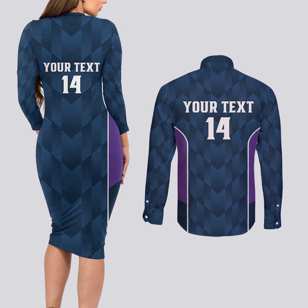 NRL Storm Rugby 2025 Custom Couples Matching Long Sleeve Bodycon Dress and Long Sleeve Button Shirt Est 1998 Sporty Style