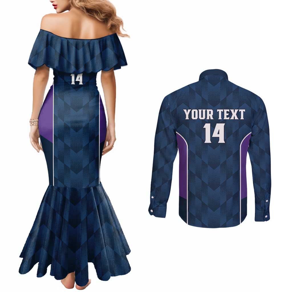NRL Storm Rugby 2025 Custom Couples Matching Mermaid Dress and Long Sleeve Button Shirt Est 1998 Sporty Style