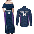 NRL Storm Rugby 2025 Custom Couples Matching Off Shoulder Maxi Dress and Long Sleeve Button Shirt Est 1998 Sporty Style