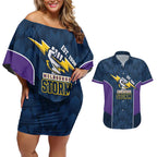 NRL Storm Rugby 2025 Custom Couples Matching Off Shoulder Short Dress and Hawaiian Shirt Est 1998 Sporty Style