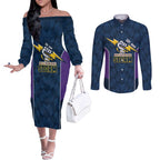 NRL Storm Rugby 2025 Custom Couples Matching Off The Shoulder Long Sleeve Dress and Long Sleeve Button Shirt Est 1998 Sporty Style