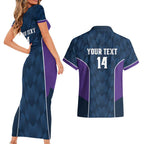NRL Storm Rugby 2025 Custom Couples Matching Short Sleeve Bodycon Dress and Hawaiian Shirt Est 1998 Sporty Style