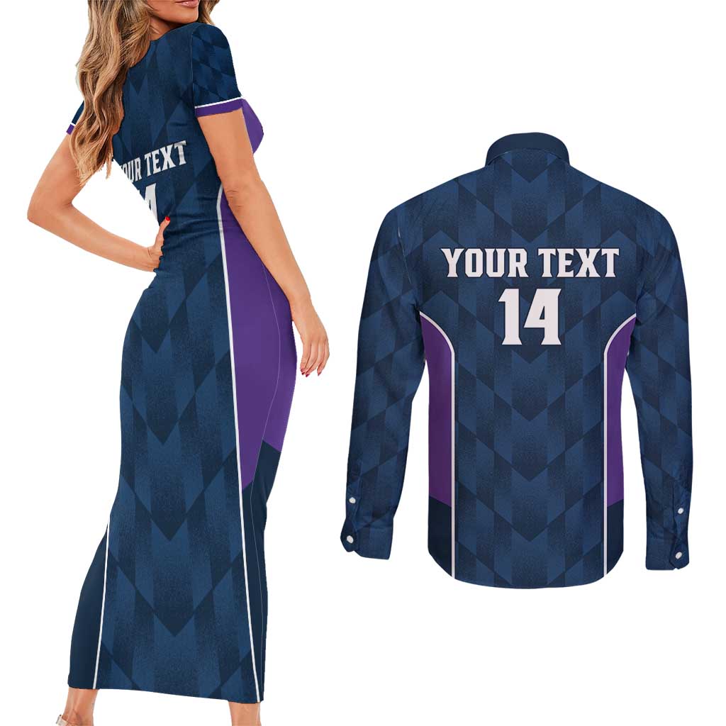 NRL Storm Rugby 2025 Custom Couples Matching Short Sleeve Bodycon Dress and Long Sleeve Button Shirt Est 1998 Sporty Style