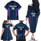 NRL Storm Rugby 2025 Custom Family Matching Off The Shoulder Long Sleeve Dress and Hawaiian Shirt Est 1998 Sporty Style