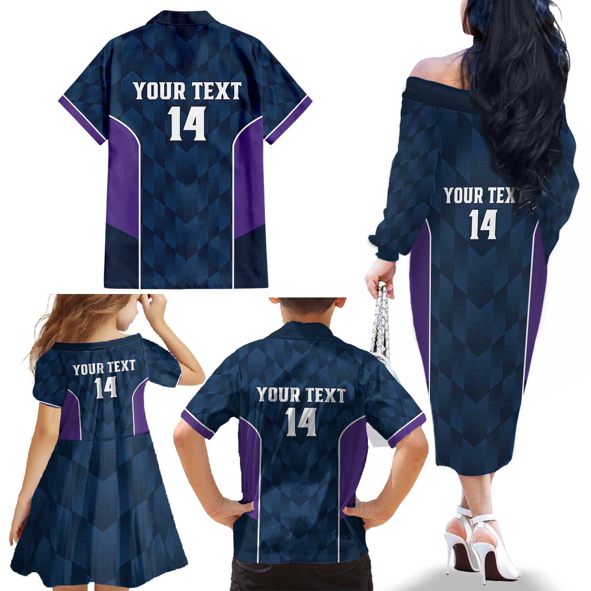 NRL Storm Rugby 2025 Custom Family Matching Off The Shoulder Long Sleeve Dress and Hawaiian Shirt Est 1998 Sporty Style