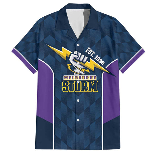 NRL Storm Rugby 2025 Custom Family Matching Off The Shoulder Long Sleeve Dress and Hawaiian Shirt Est 1998 Sporty Style